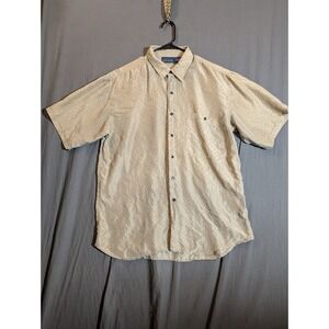 Vintage Basic Edition Beige Button Shirt Mens L Short Sleeve